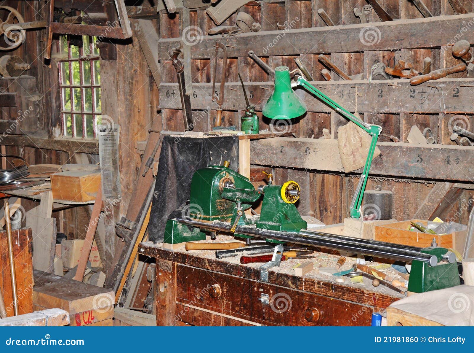 Interior Of A Vintage Carpenters Shop Stock Photo - Image