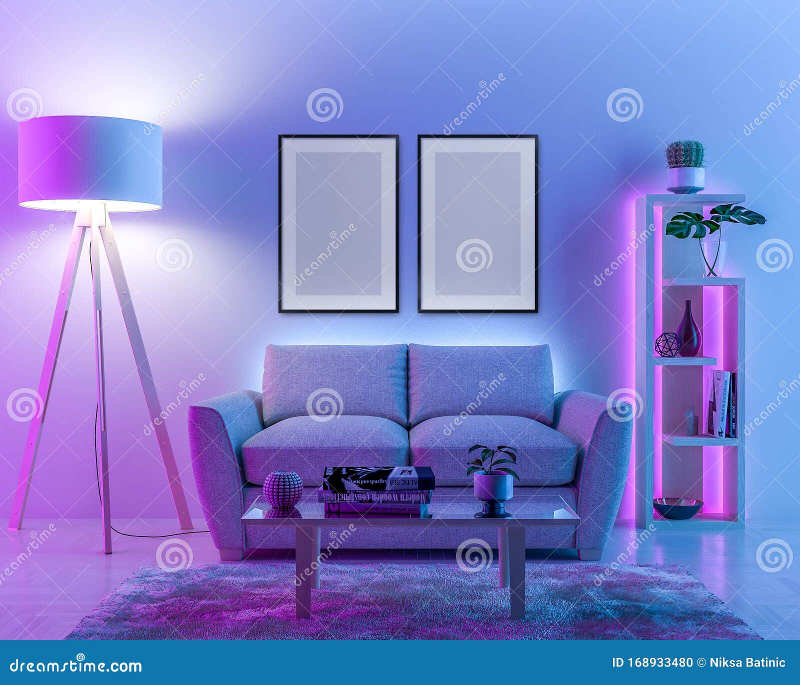 Interior Wall with Colored Lights Stock Illustration - Illustration of ...