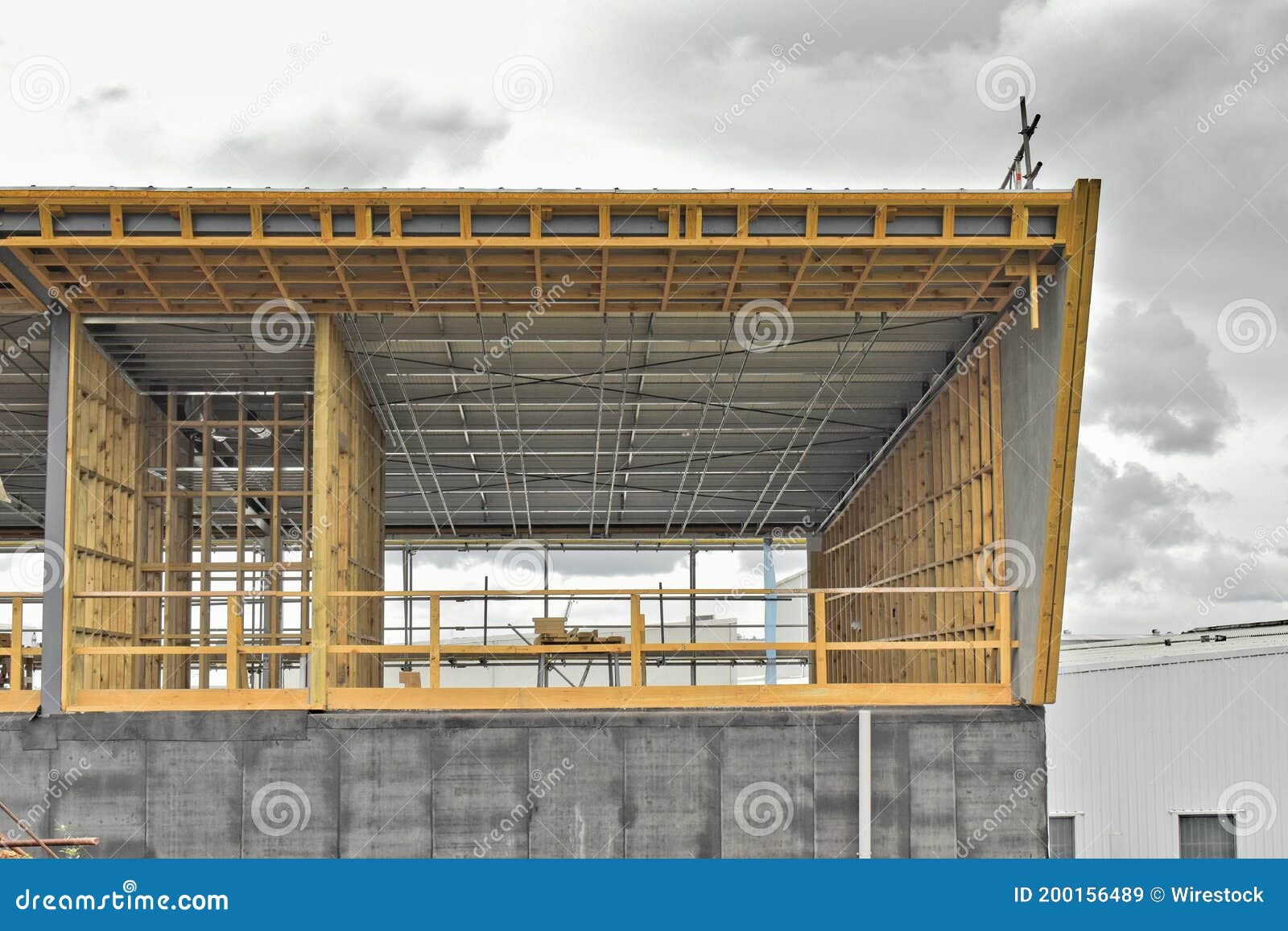 Interior Wooden Frame Exposed Inside a Concrete Slab Commercial