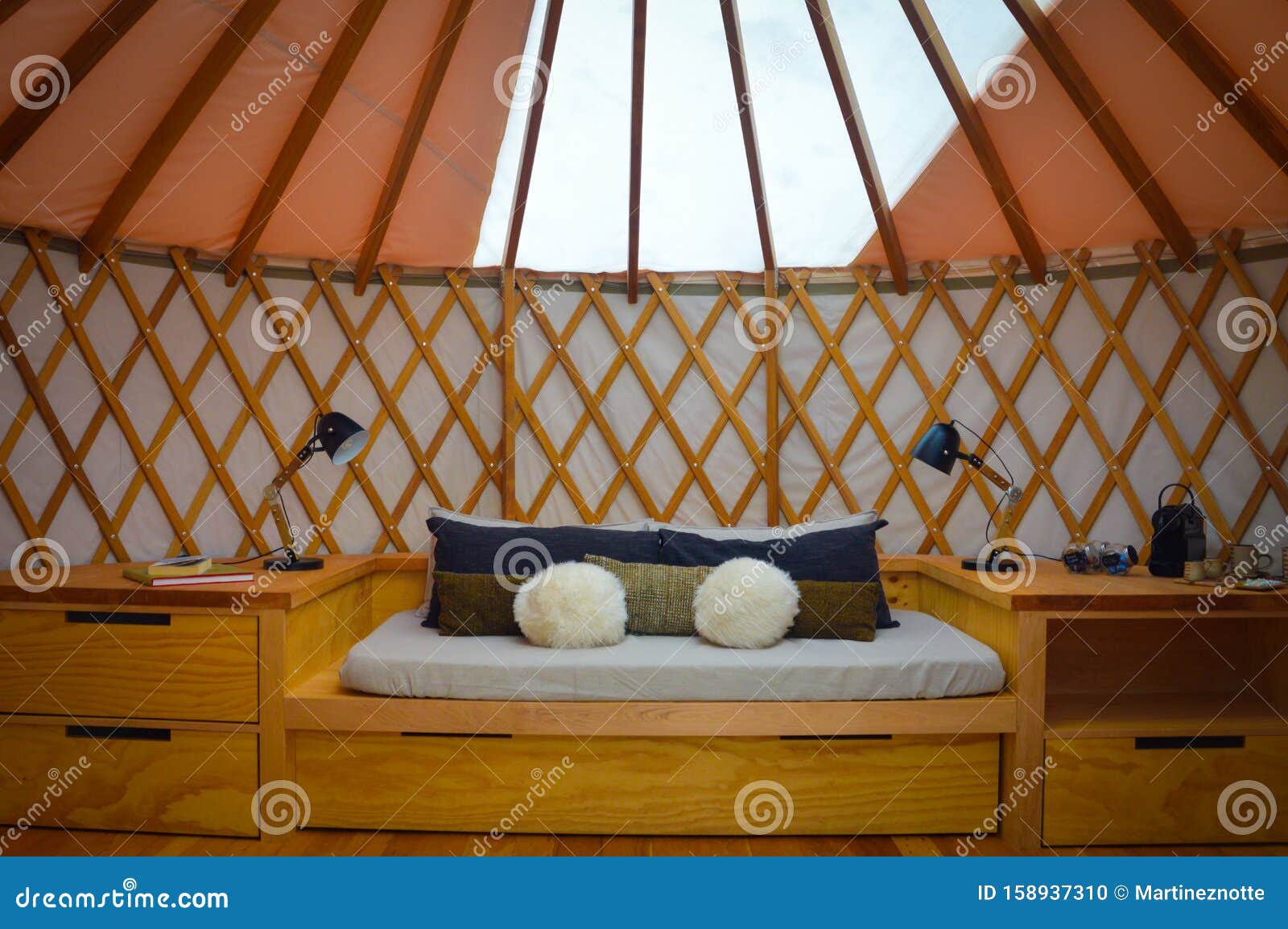 interior of yurt in luxury glamping hotel close to the national park torres del paine, chile