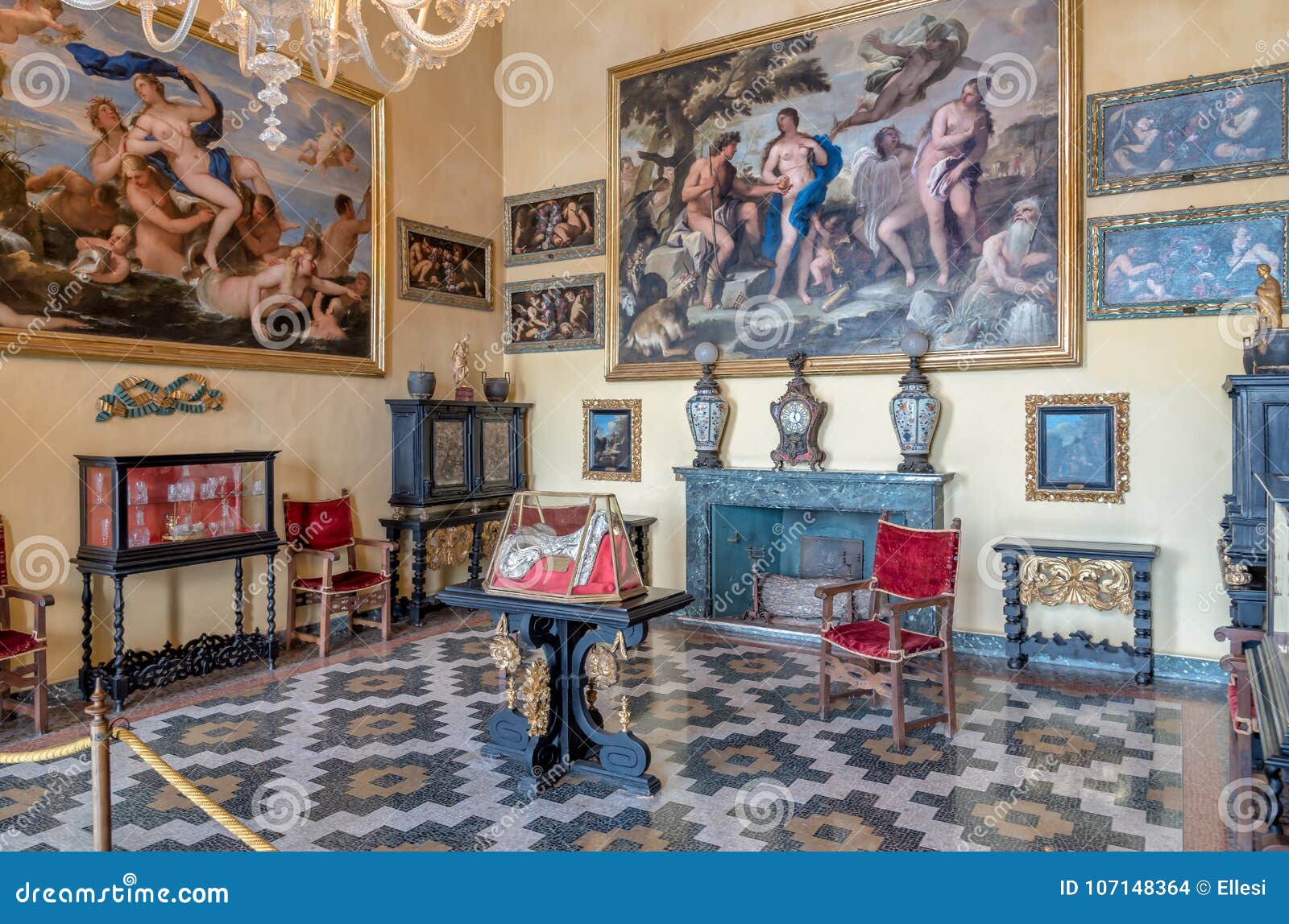 Stresa, Verbania, Italy - July 28, 2016: Interiors of the Borromeo Palace located on the Bella Island on the lake Maggiore.
