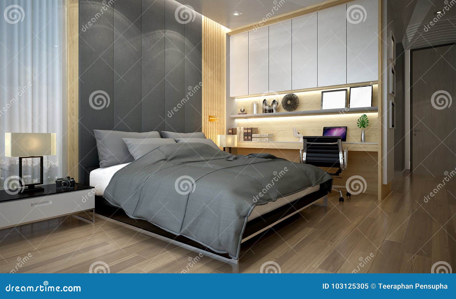 The Interiors Design Idea Of Modern Bedroom Stock