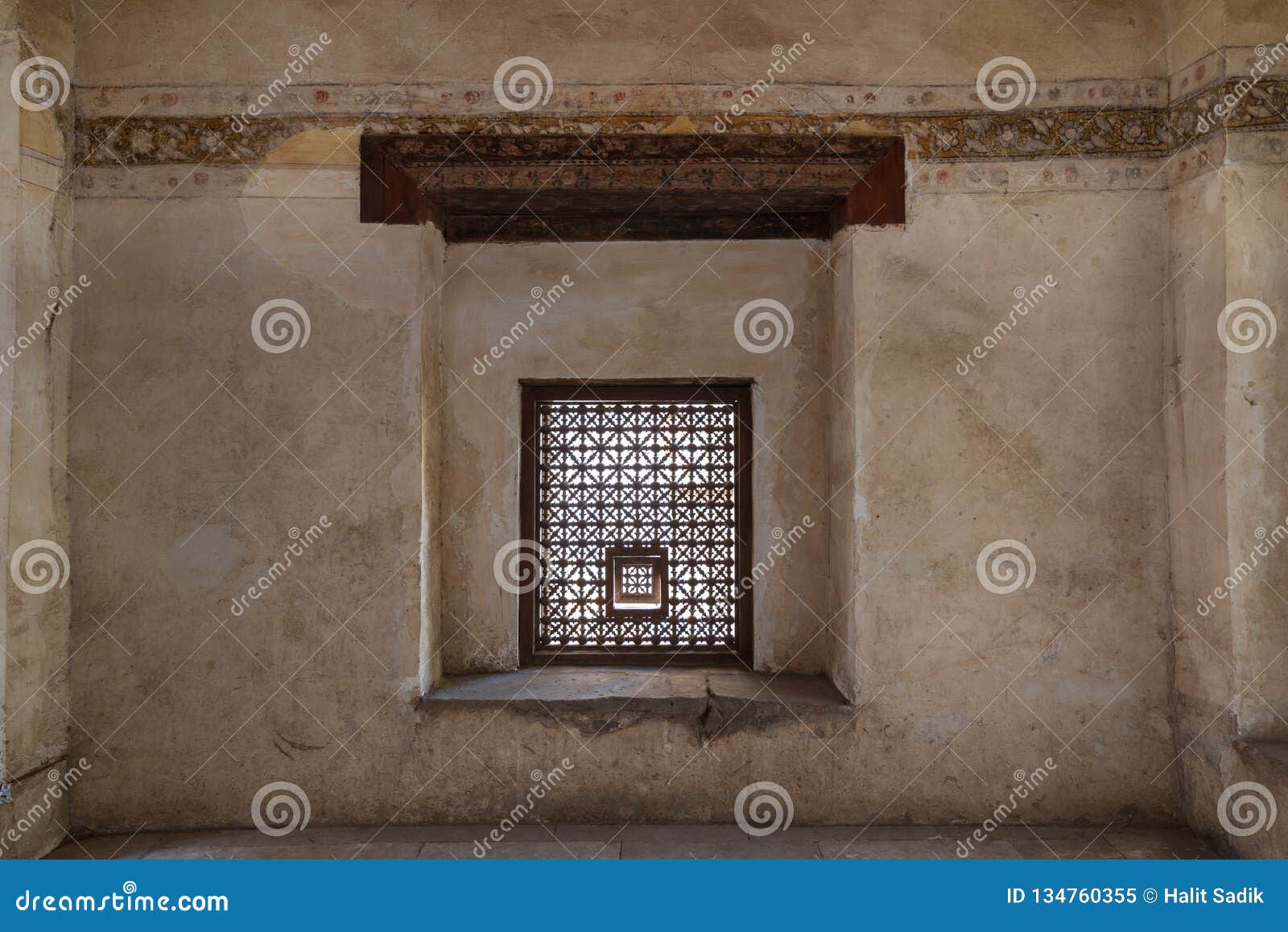 interleaved grunge wooden window mashrabiya, medieval cairo, egypt