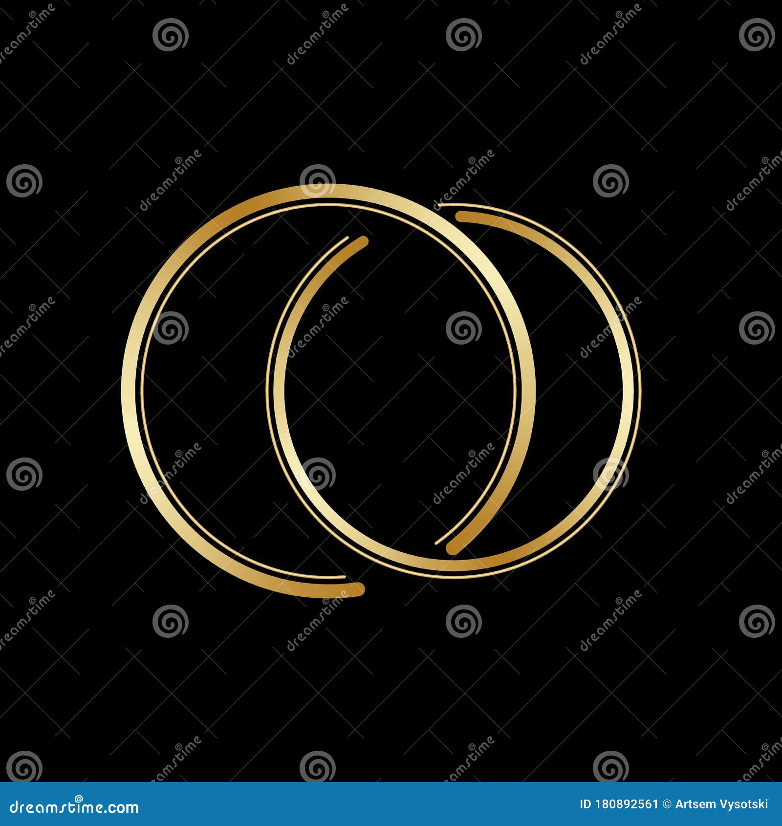 Interlocking Circles, Rings Contour. Circles, Rings Concept Icon Stock
