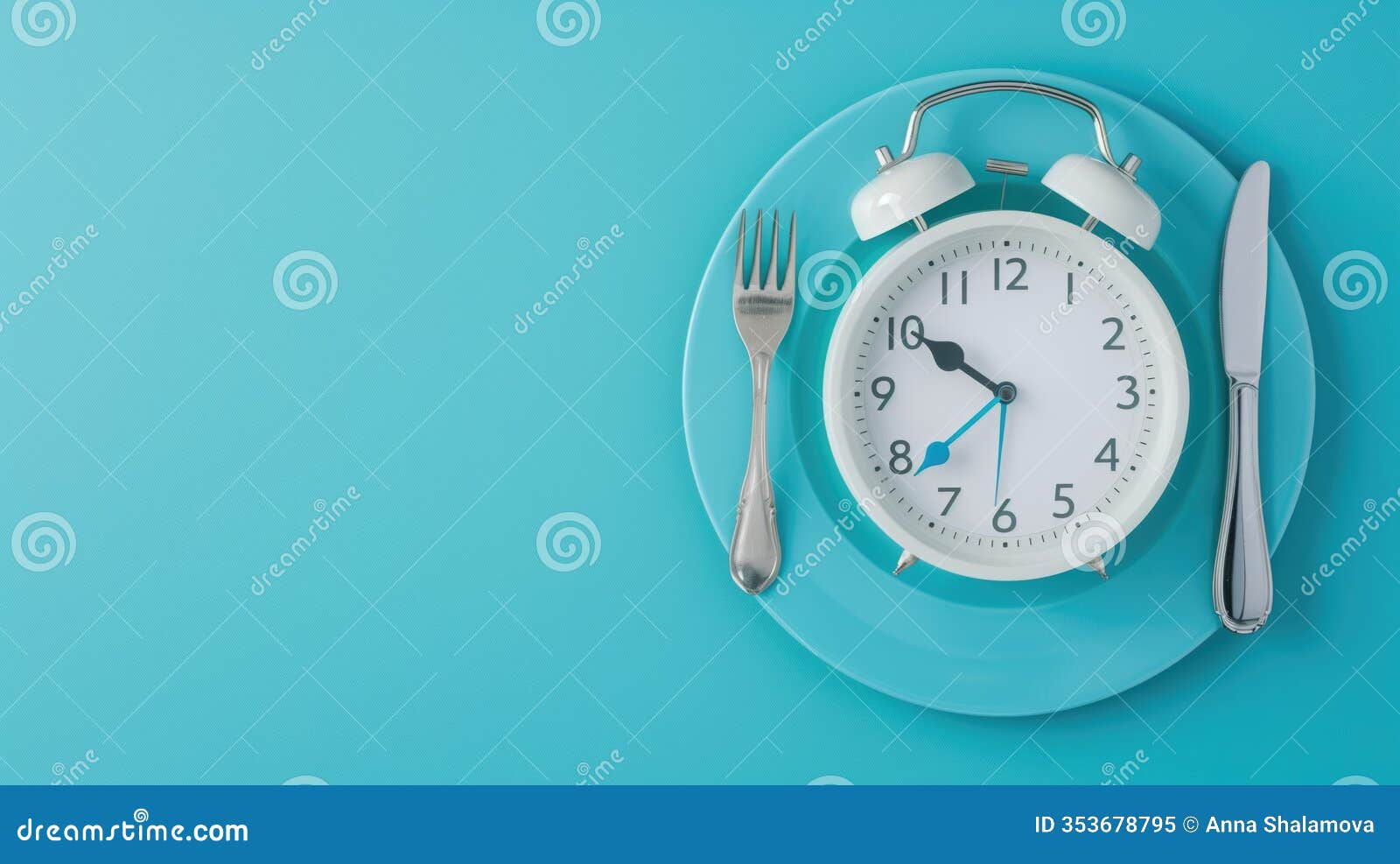 intermittent fasting concept with clock on plate for time-restricted eating and health