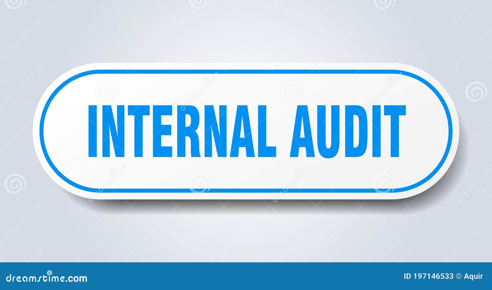Internal Audit Sign. Rounded Isolated Button. White Sticker Stock