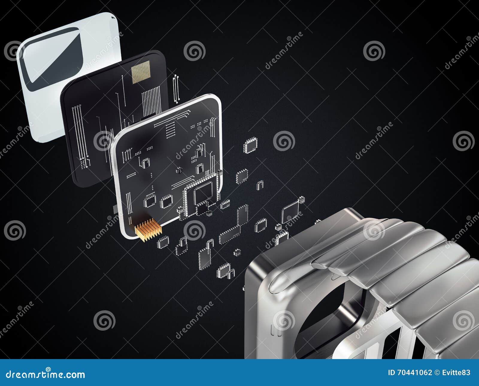 Internal Inside Electronic Smart Watches. 3D Illustration Stock Illustration Illustration of