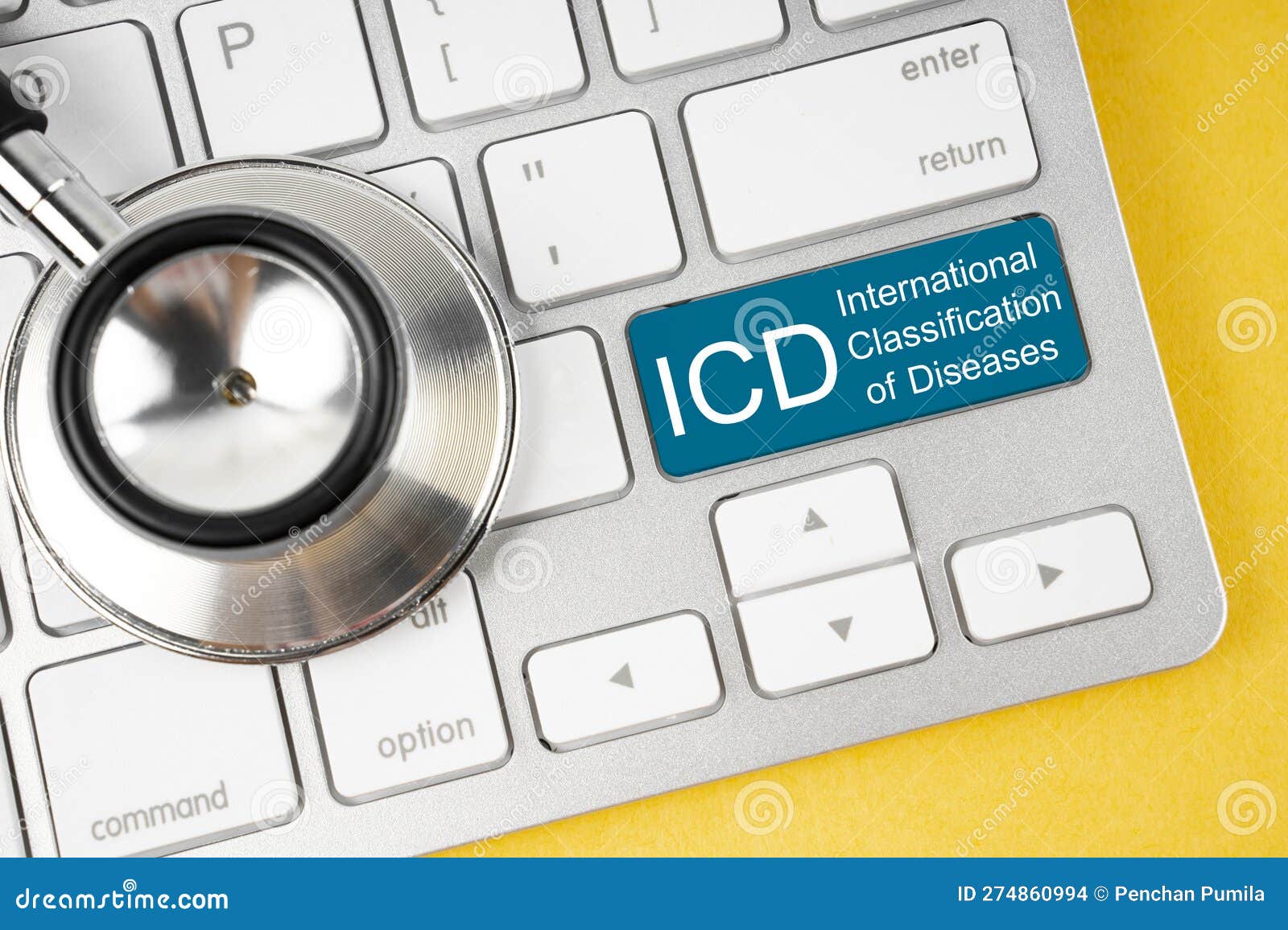 the international classification of diseases and related health problem 10 revision or icd-10 and stethoscope medical on computer