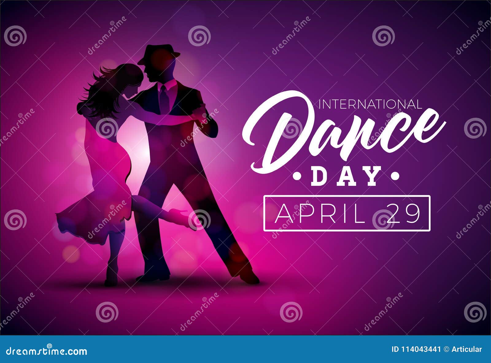 International Dance Day Vector Illustration with Tango Dancing Couple on  Purple Background. Design Template for Banner Stock Vector - Illustration  of background, badge: 114043441