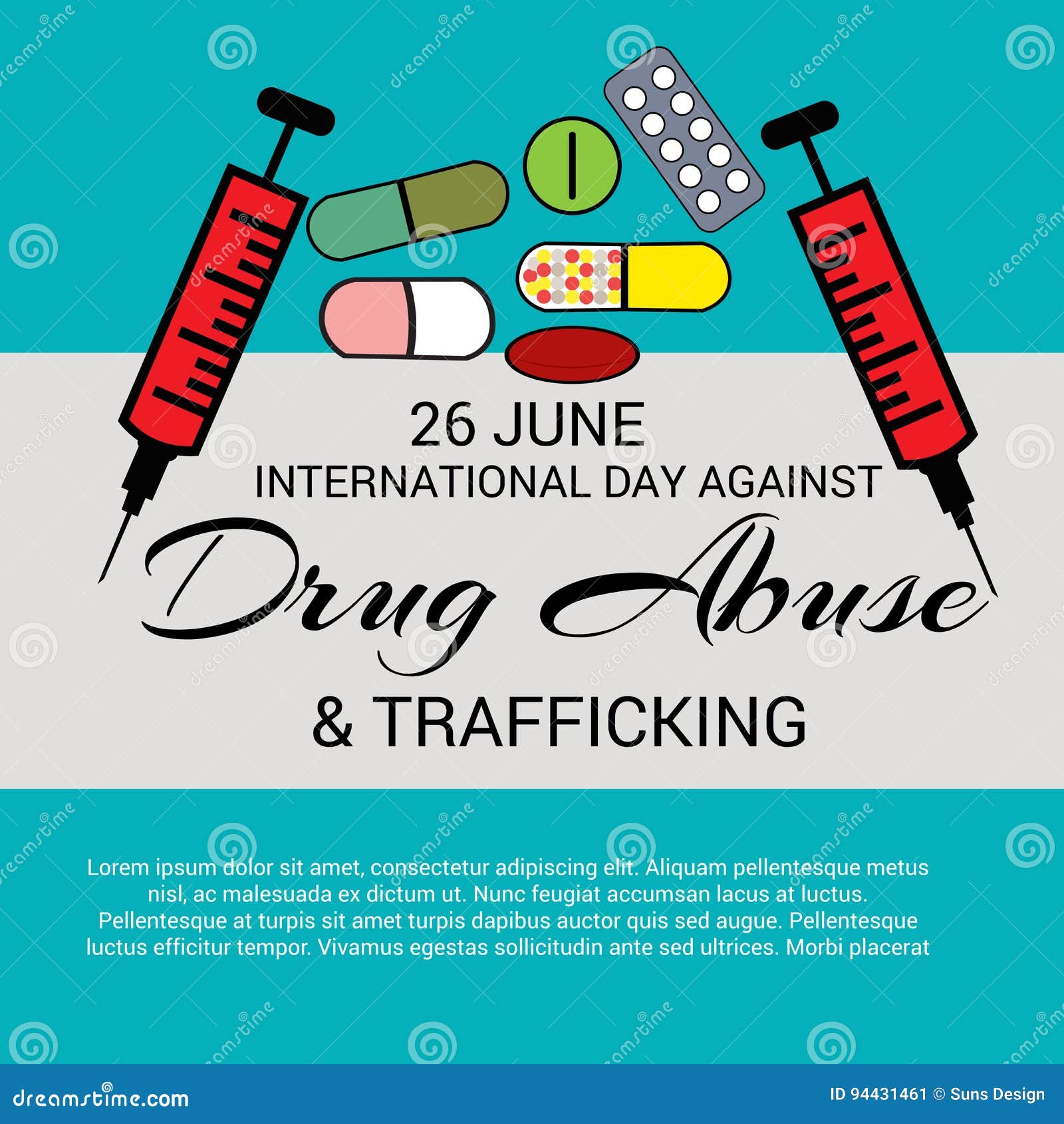 International Day Against Drug Abuse & Trafficking. Stock Illustration ...