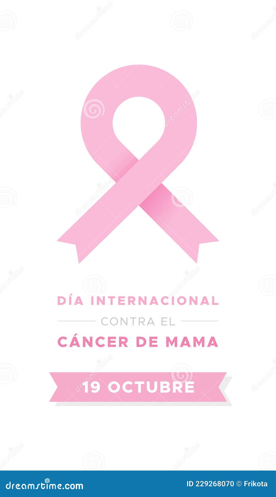 international day of breast cancer in spanish. dia internacional contra el cancer de mama. modern pink ribbon.  