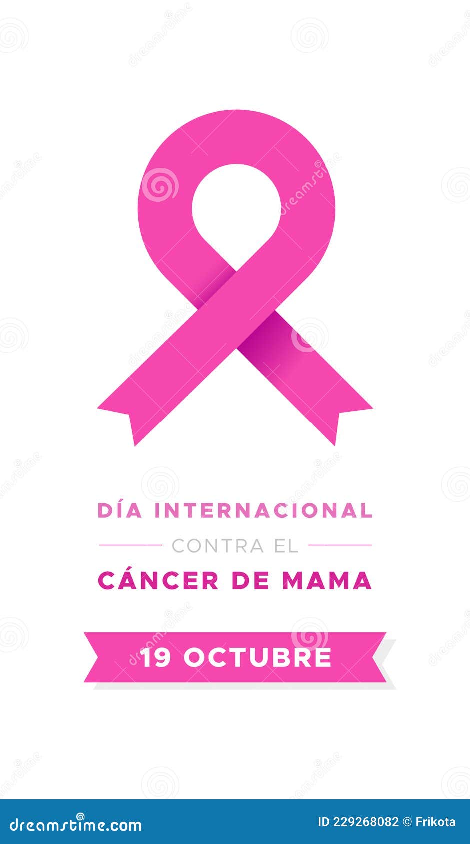 international day of breast cancer in spanish. dia internacional contra el cancer de mama. modern pink ribbon.  