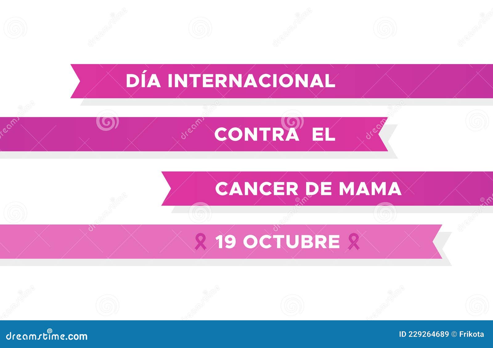 international day of breast cancer in spanish. dia internacional contra el cancer de mama. pink ribbons.  , flat