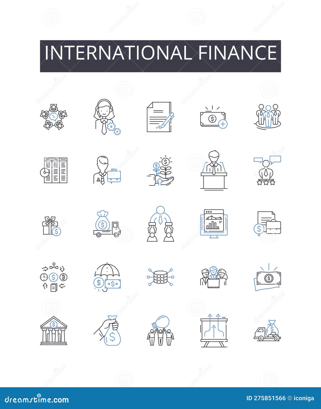 international finance line icons collection. orientation, integration, training, induction, acclimation, immersion
