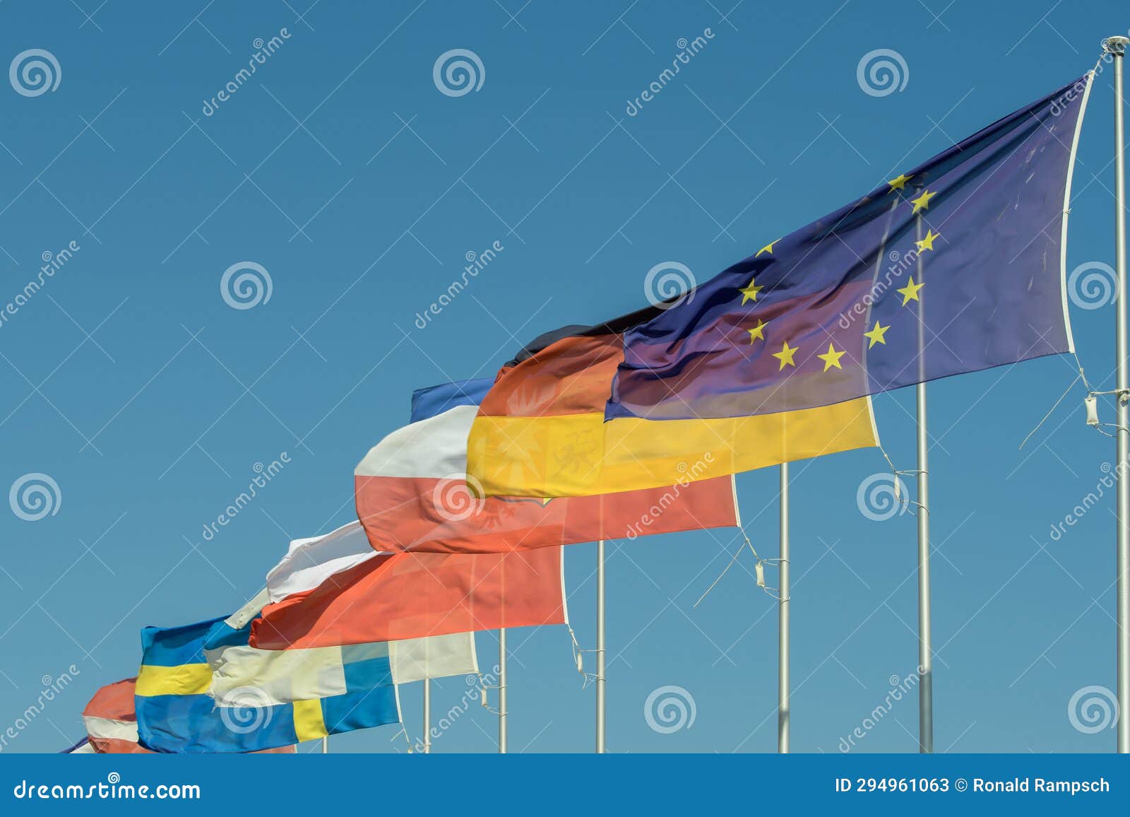 International Flags in the Wind Stock Image Image of sweden, country