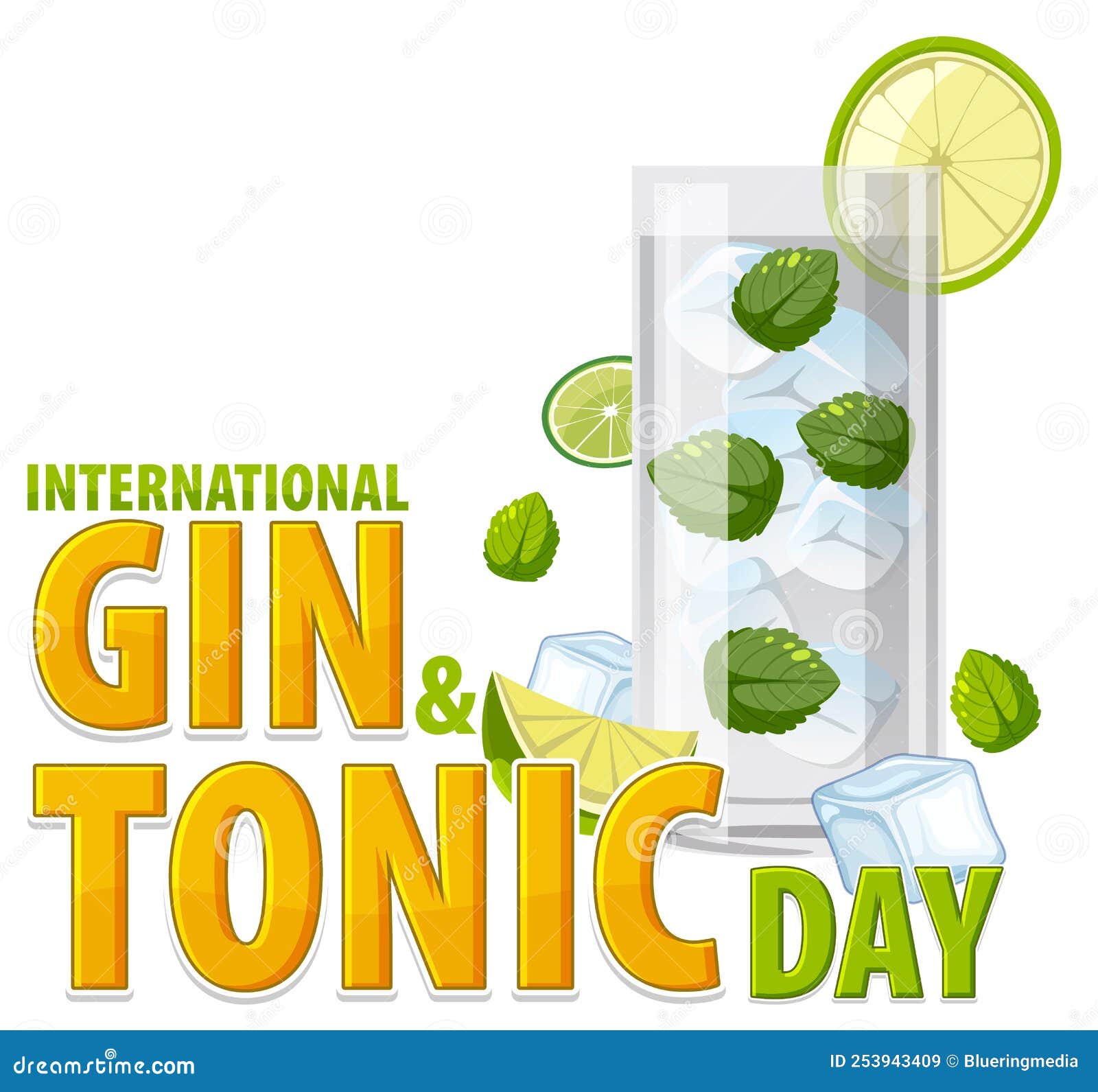 International Gin and Tonic Day Banner Design Stock Vector