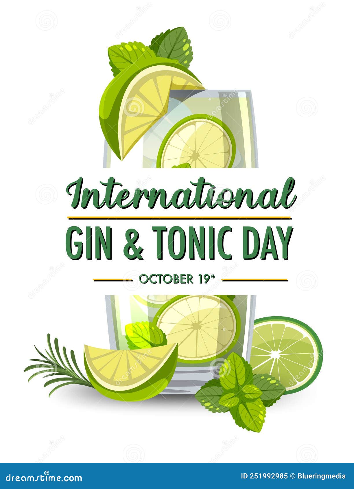 International Gin and Tonic Day Banner Stock Vector Illustration of