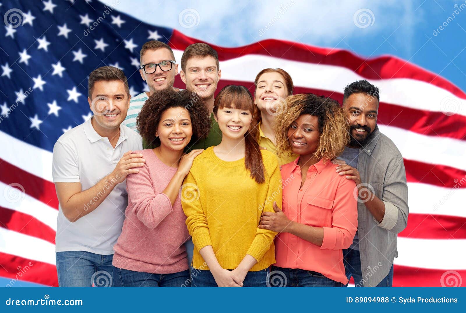 Multi-ethnic group of people smiling together