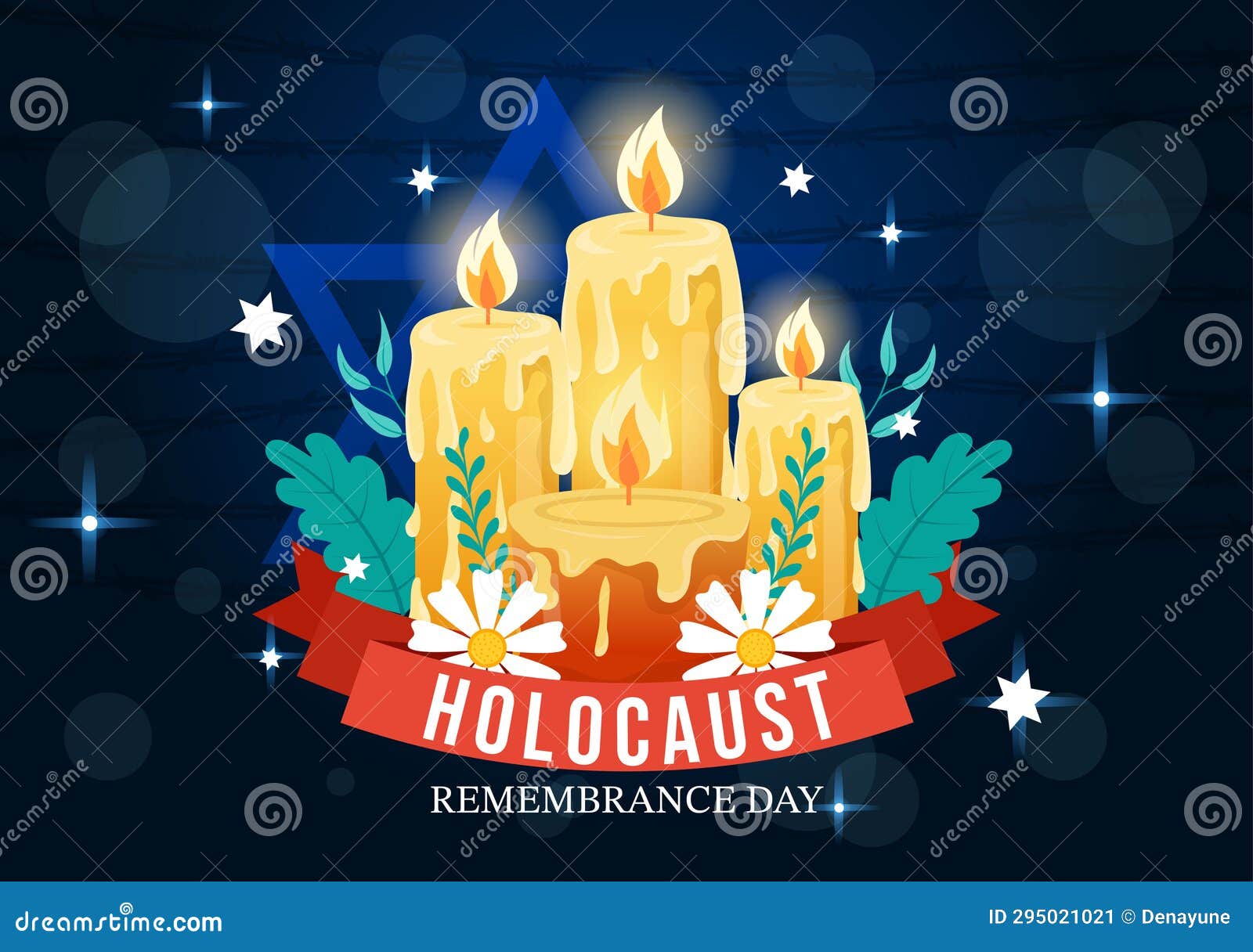 international holocaust remembrance day   on 27 january with yellow star and candle to commemorates the victims