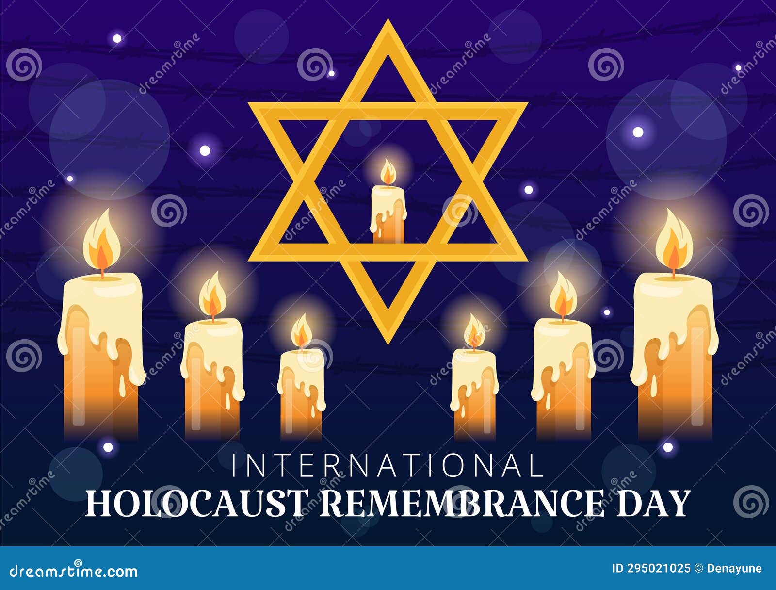 international holocaust remembrance day   on 27 january with yellow star and candle to commemorates the victims