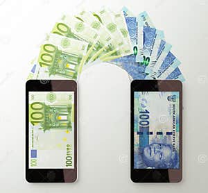 International Mobile Money Transfer Euro To South African Rand Stock 