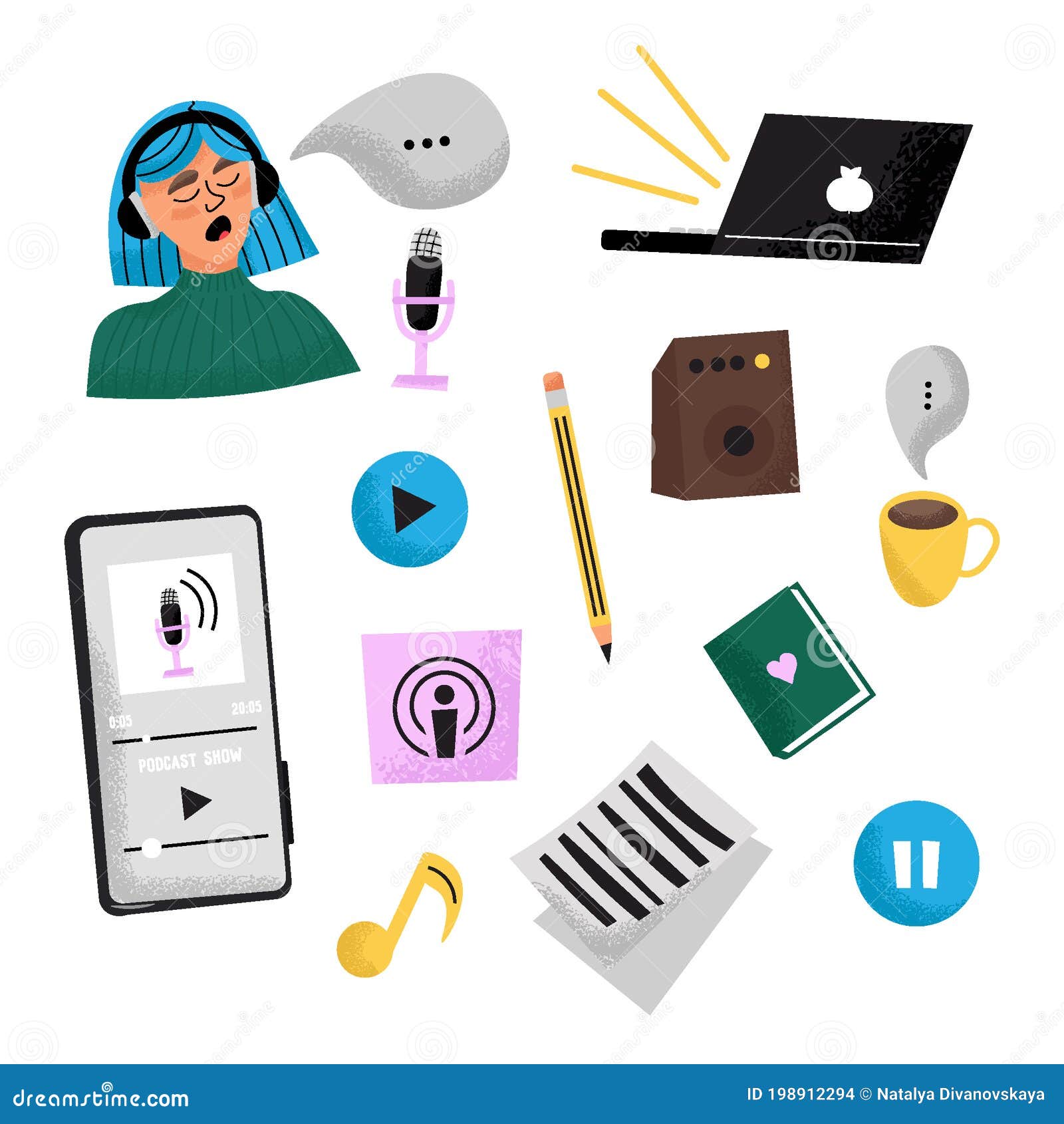 International Podcast Day. Set of Funny Vector Podcasting Texture Elements. Funny Flat Vector Podcast Studio Stock Vector - Illustration of concept, microphone: 198912294 International Podcast Day. Set of Funny Vector Podcasting Texture Elements. Funny Flat Vector Podcast Studio Stock Vector - Illustration of concept, microphone: 198912294