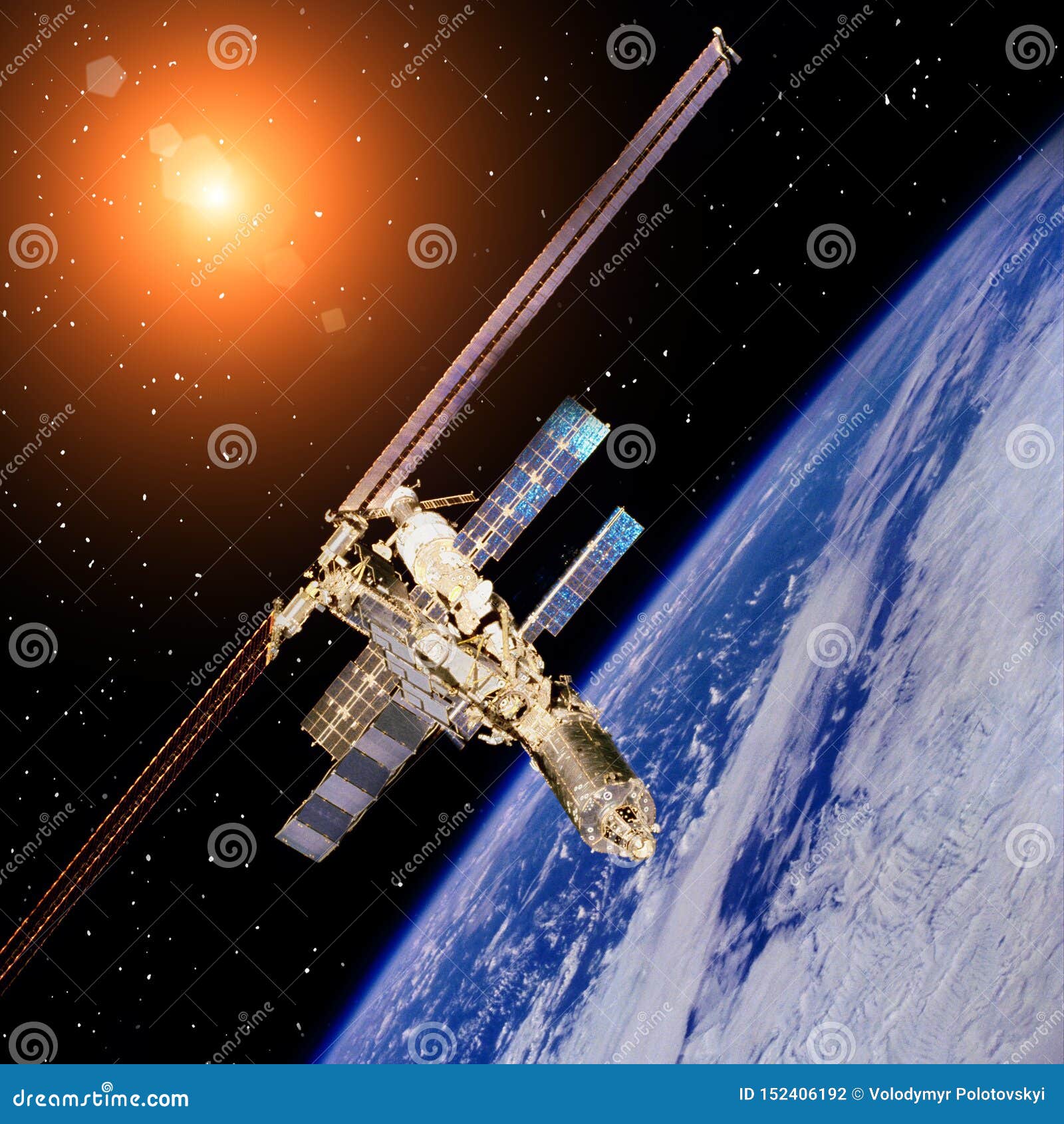 International Space Station and Stars. Stock Photo Image of galaxy