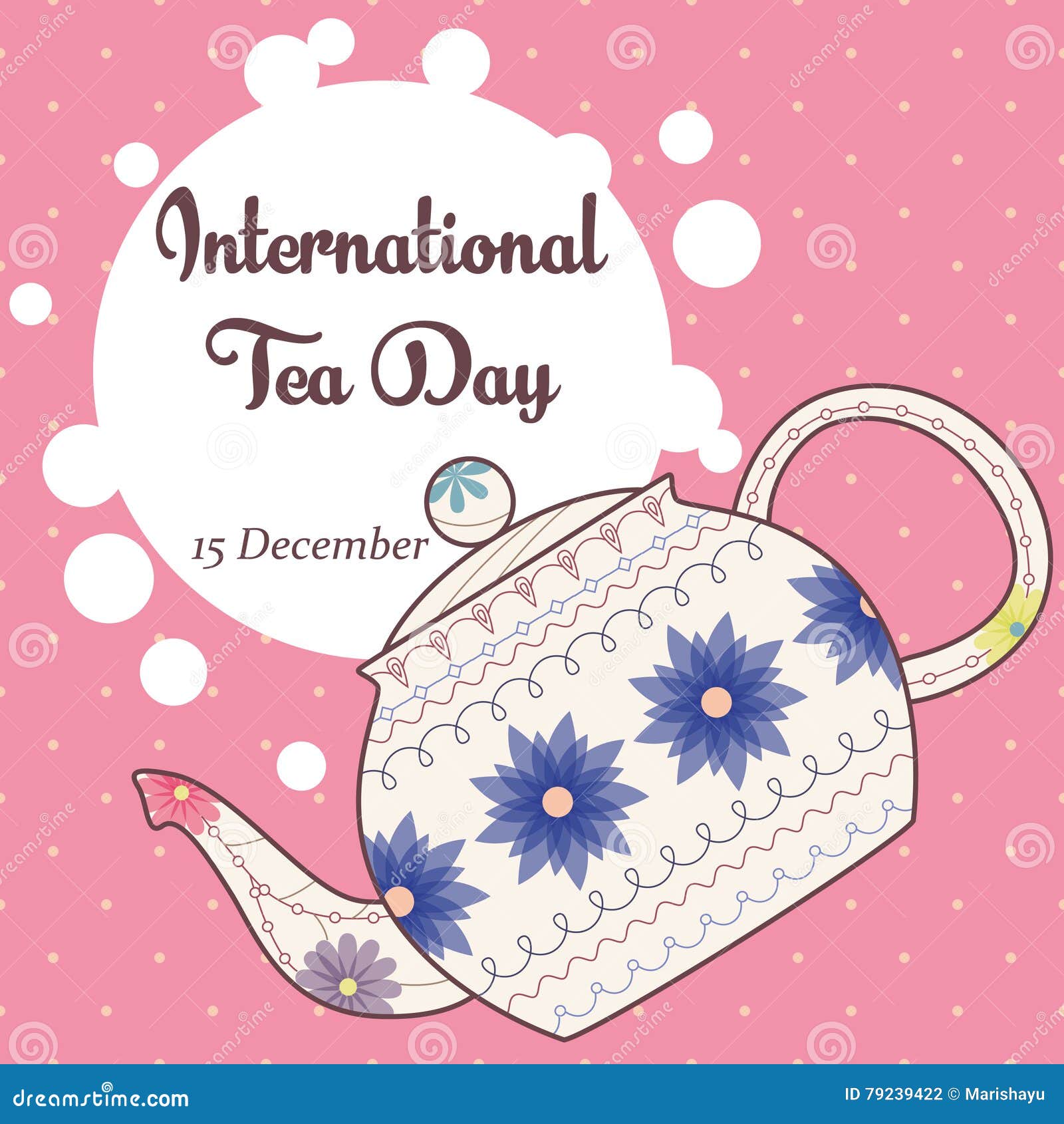 International Tea Day Background with Vintage Teapot Stock Illustration