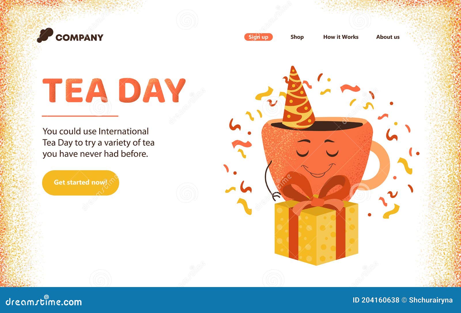 International Tea Day. Festive Landing Page of Tea Shop Stock Vector -  Illustration of design, relaxation: 204160638