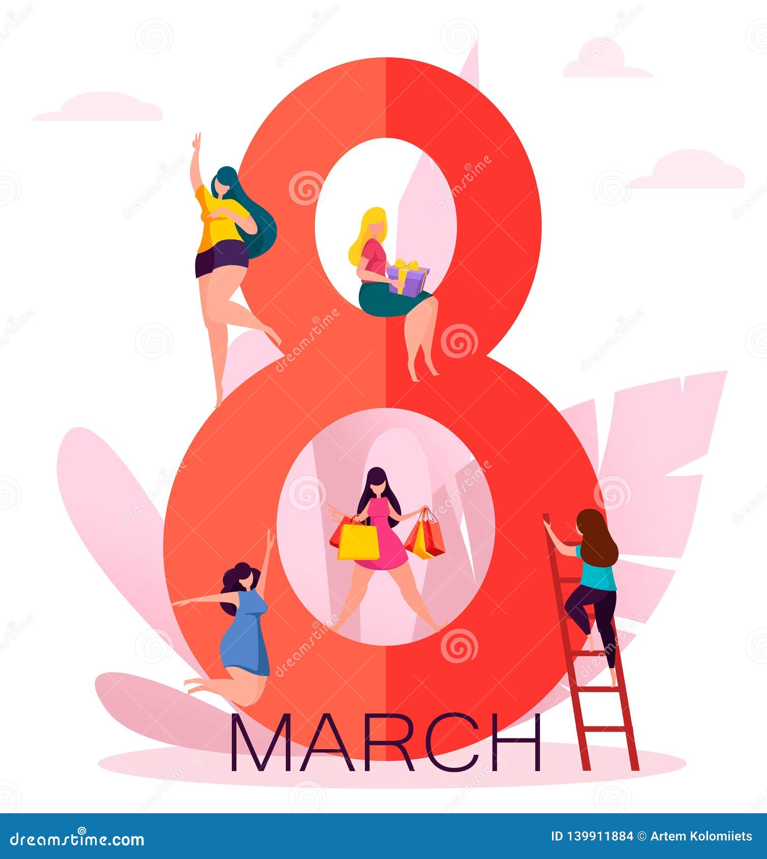 International Women`s Day Greeting Card Stock Vector - Illustration of  march, greeting: 139911884
