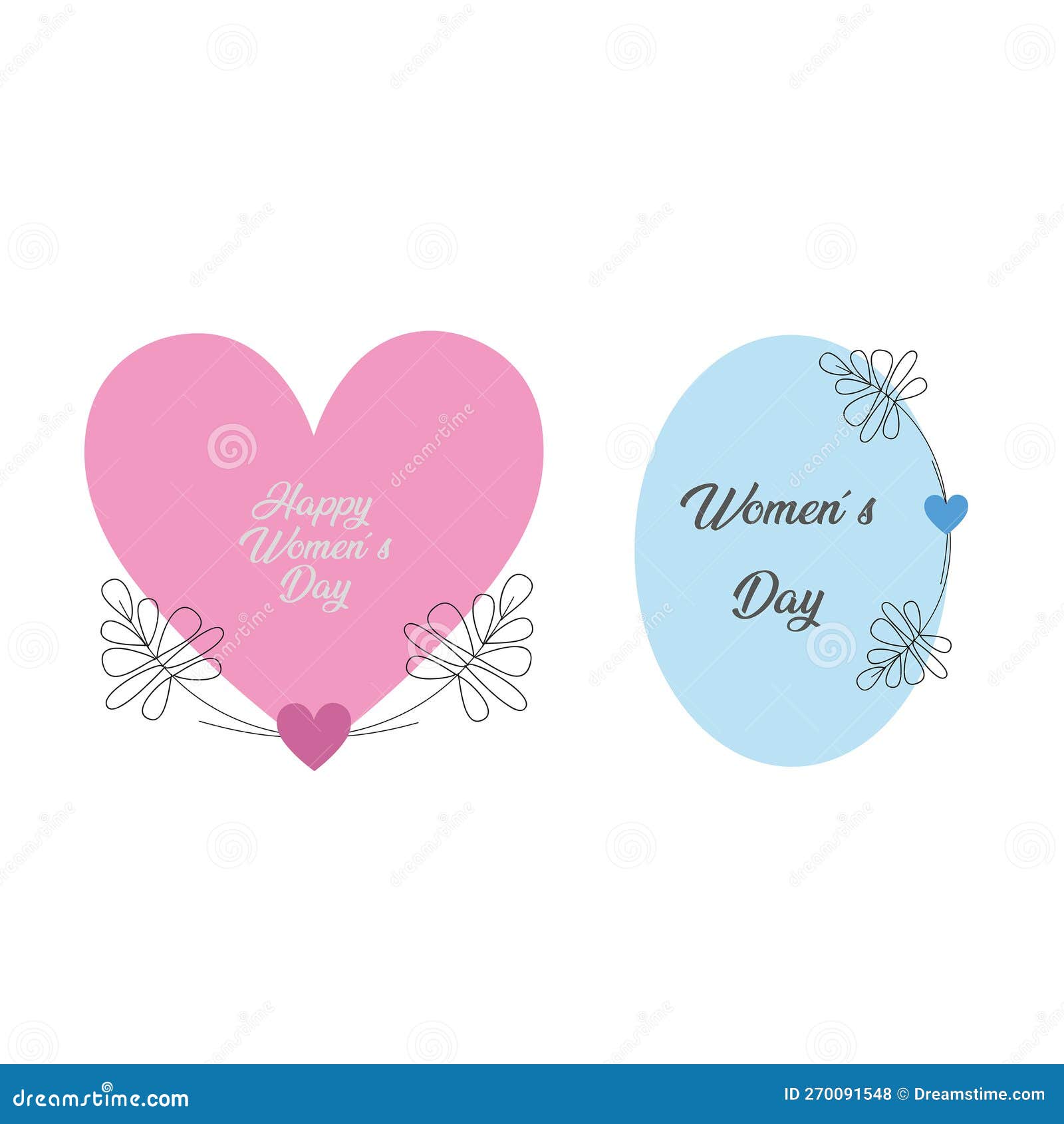 international womens day s with a pink heart and light blue elipse on a white background