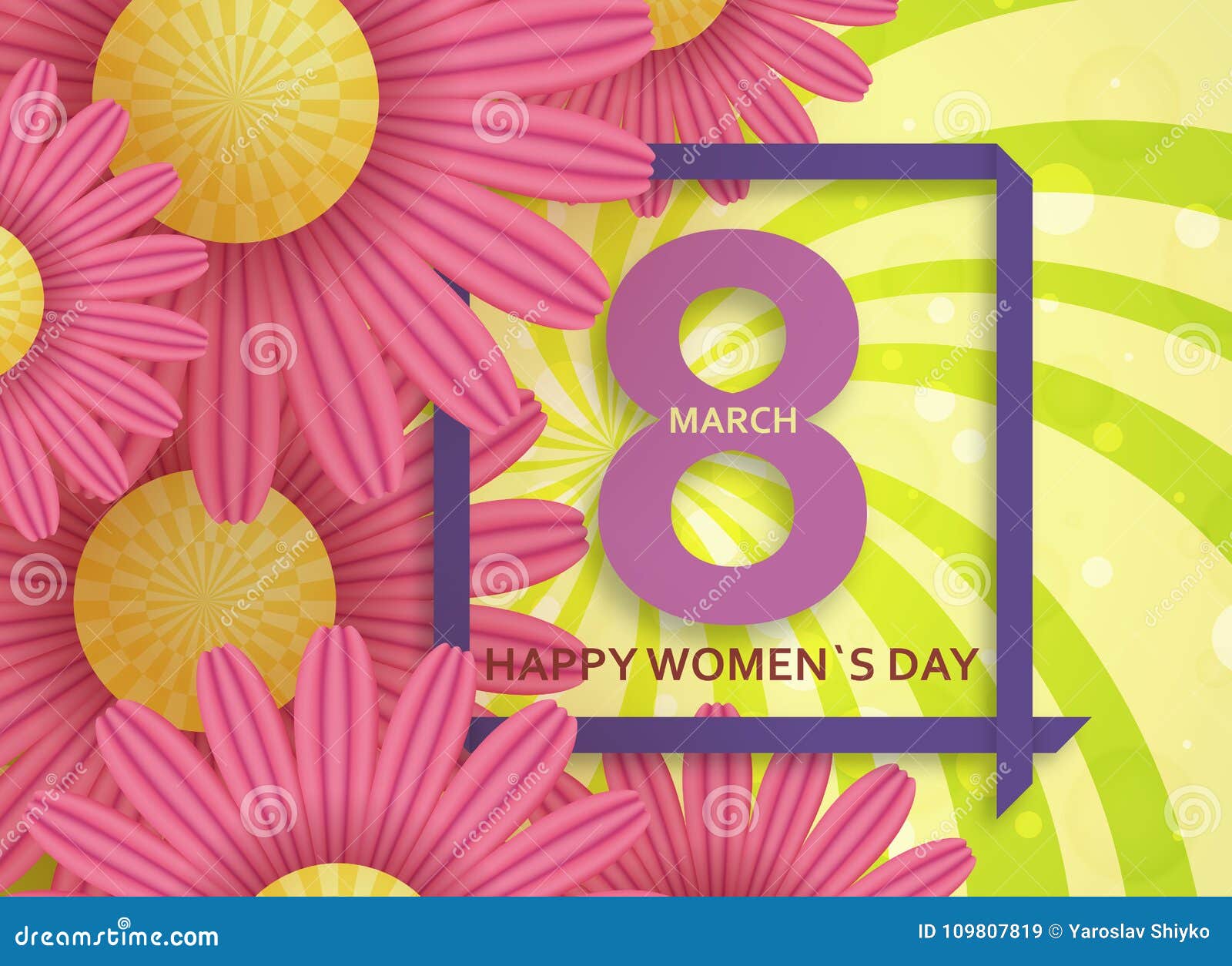 international womens day greeting card 8 march template with daisy