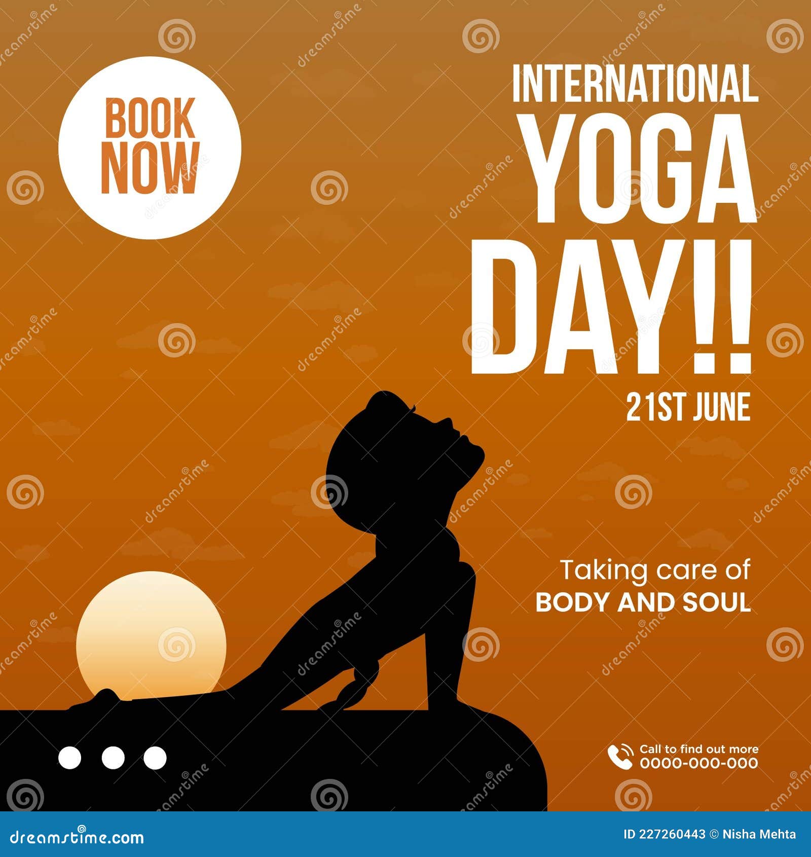 International Yoga Day of Banner Design Stock Vector Illustration of healthy, character 227260443