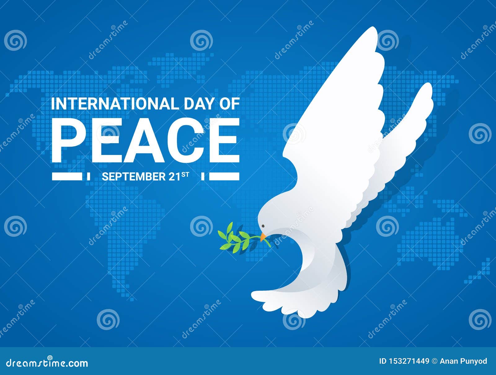 Internationaler Tag Der Friedensfahne Mit Weißer Taube Mit Blatt