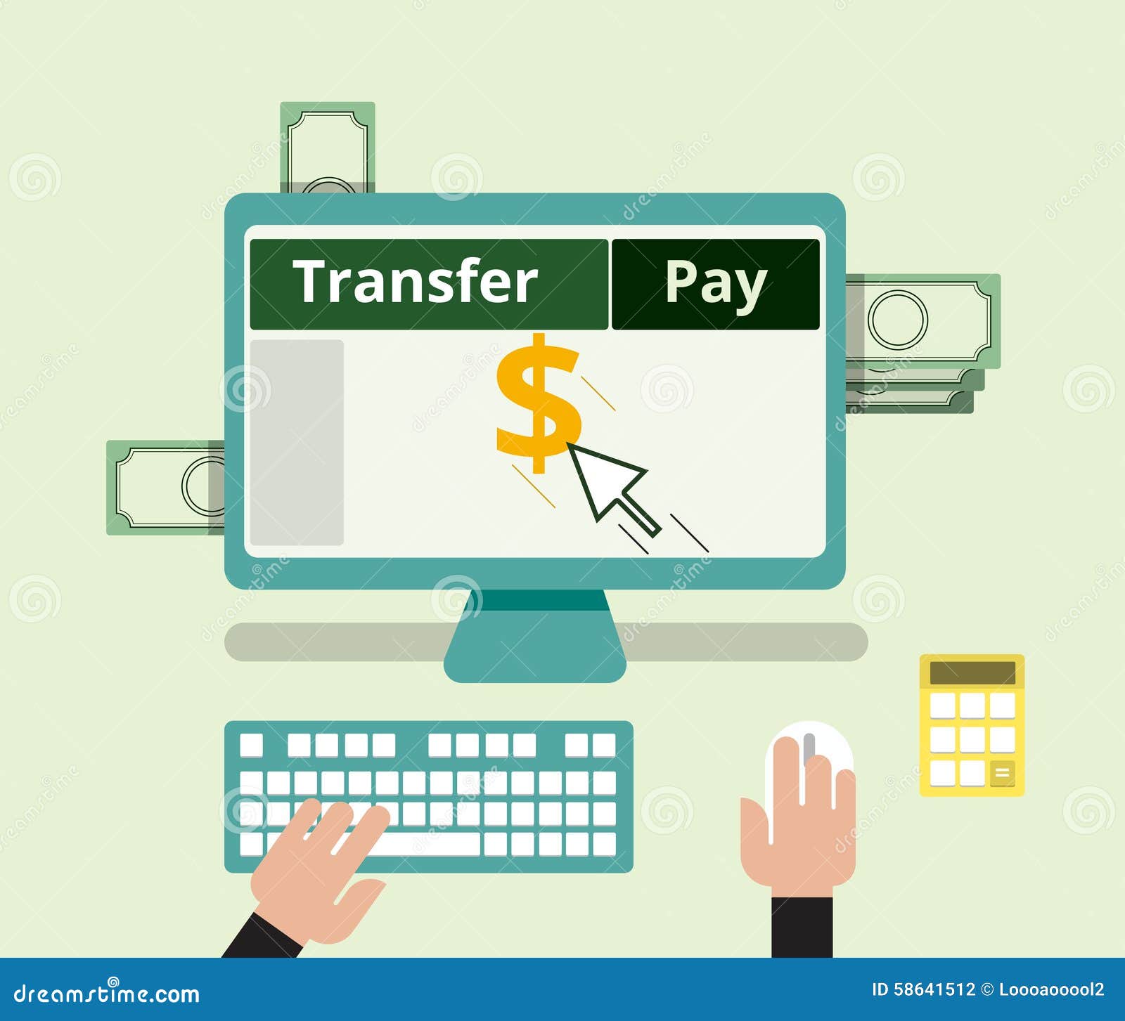 Banking Transfer and Pay Billing Concept. Flat Design Stock