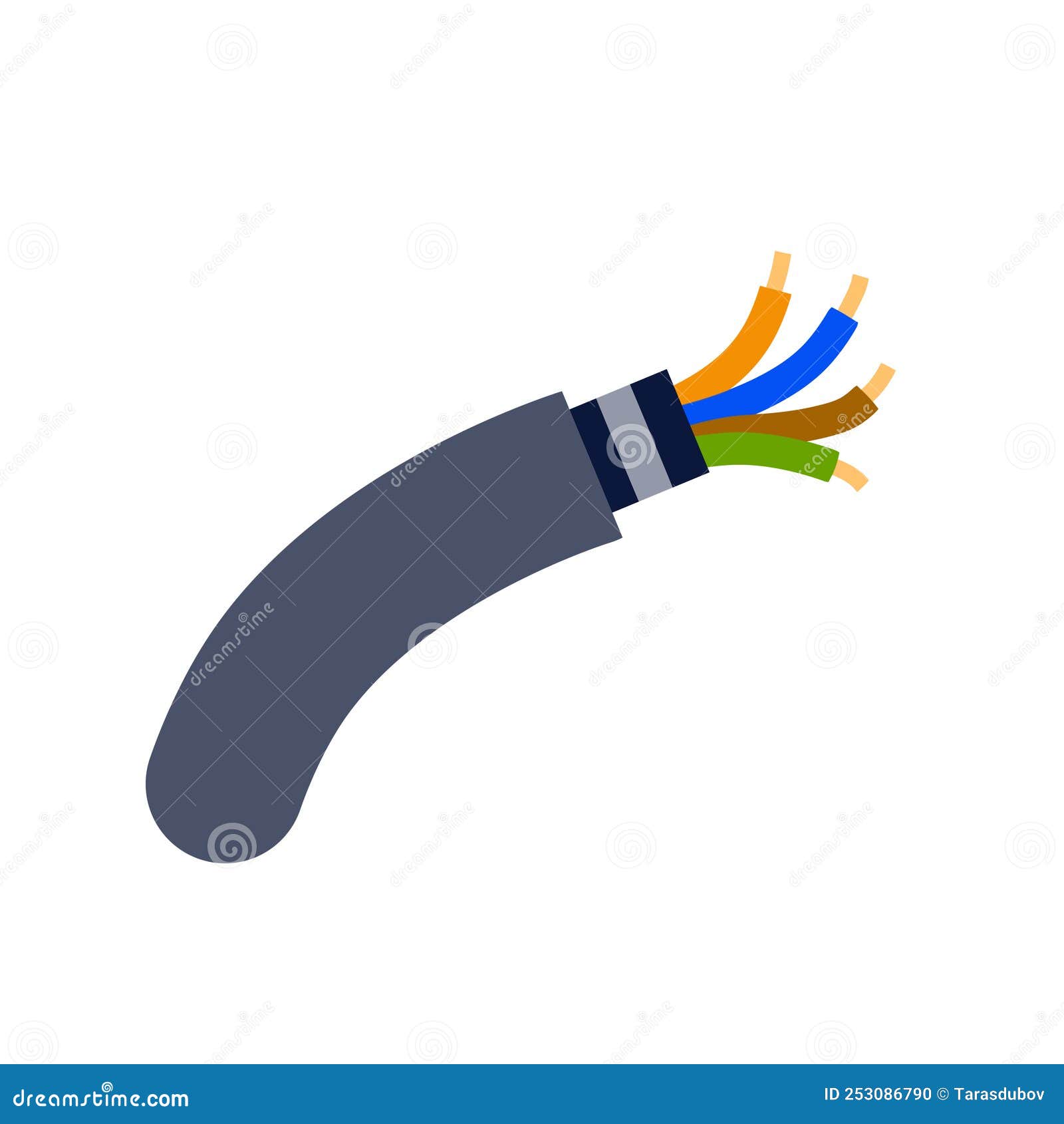 Cable. Flexible Coaxial Cord with Copper Core in Colored Braid