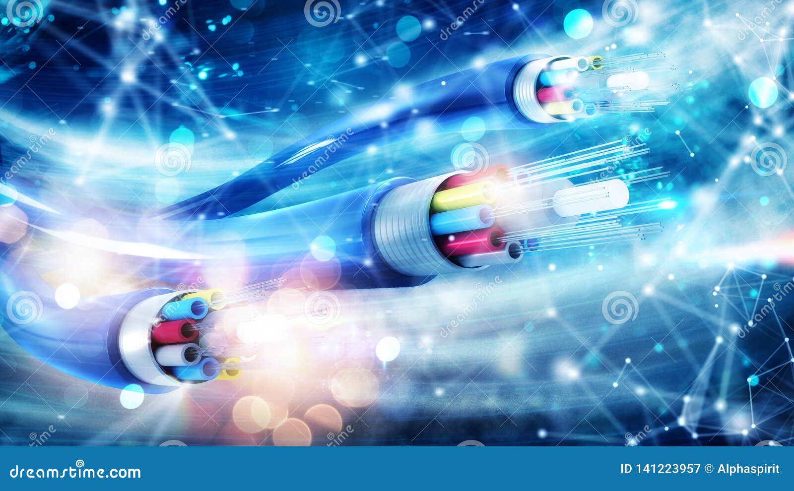 internet connection with optical fiber. concept of fast internet