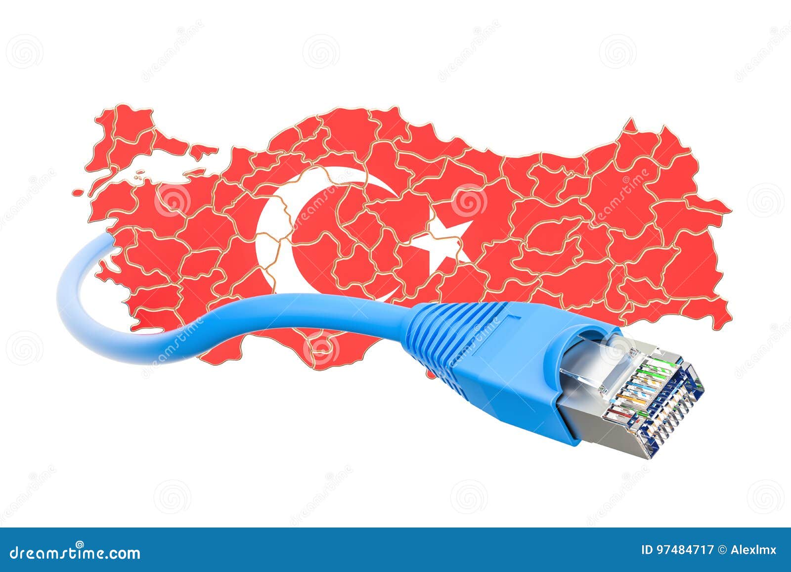 Connection in Turkey Concept. 3D Rendering Stock Illustration