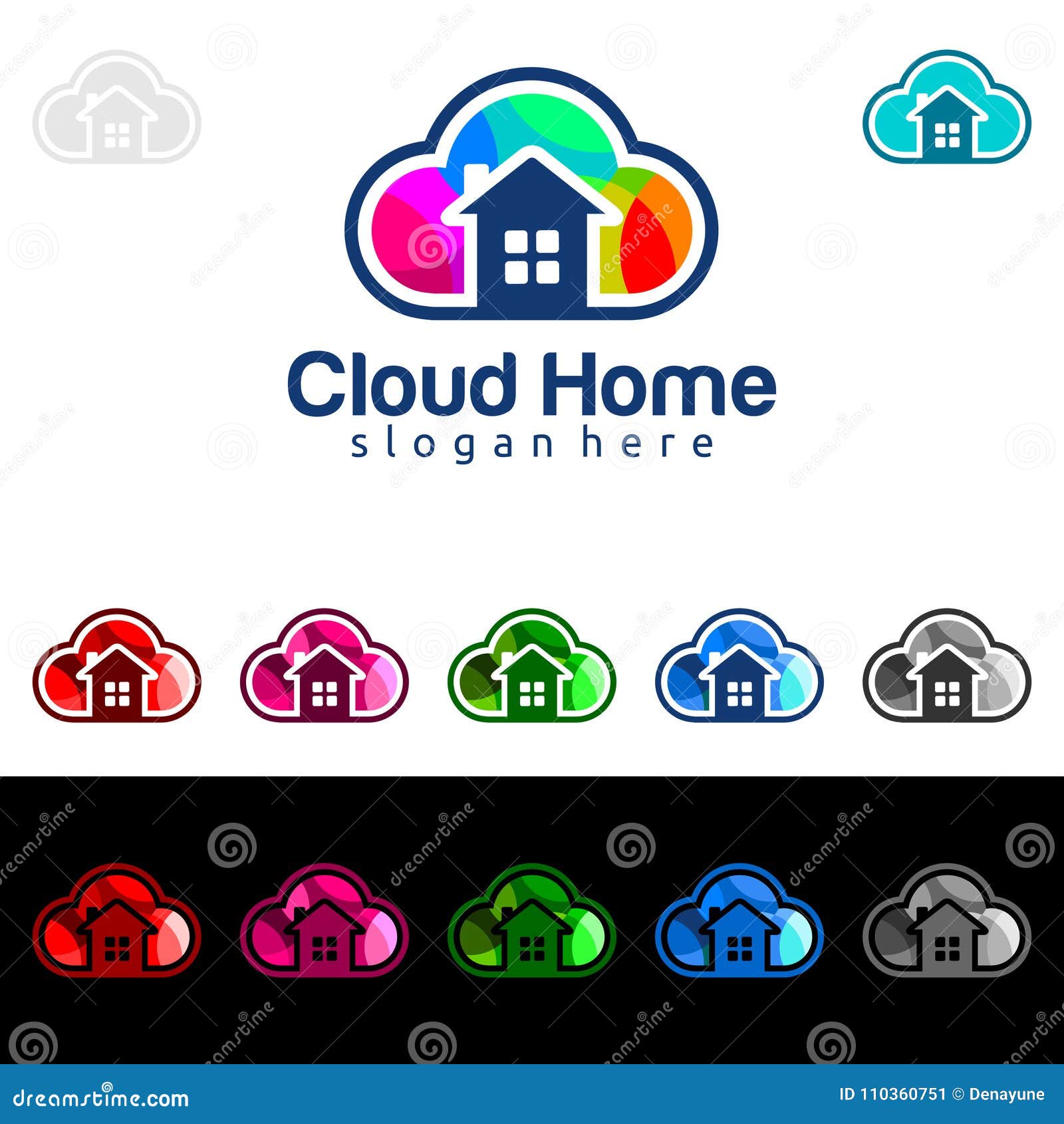 Cloud Home, Real Estate Vector Logo Design with House and Cloud Shape