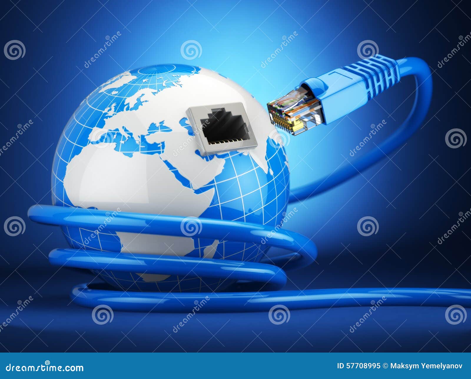 internet global comunication concept. earth and ethernet cable o