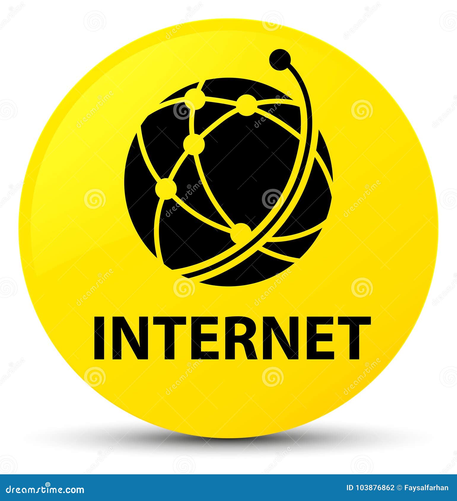 (global Network Icon) Yellow Round Button Stock Illustration