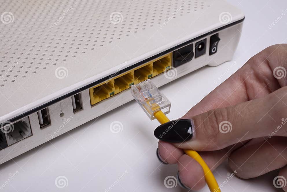 Modem and Cable Connection Stock Image Image of