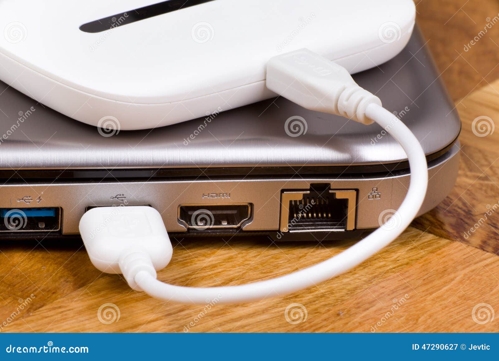 Internet modem on laptop stock image. Image of connected ...