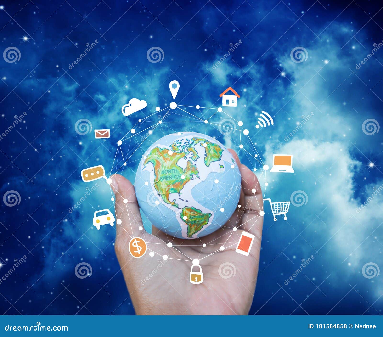 Network Globe with Social Media Stock Photo Image of