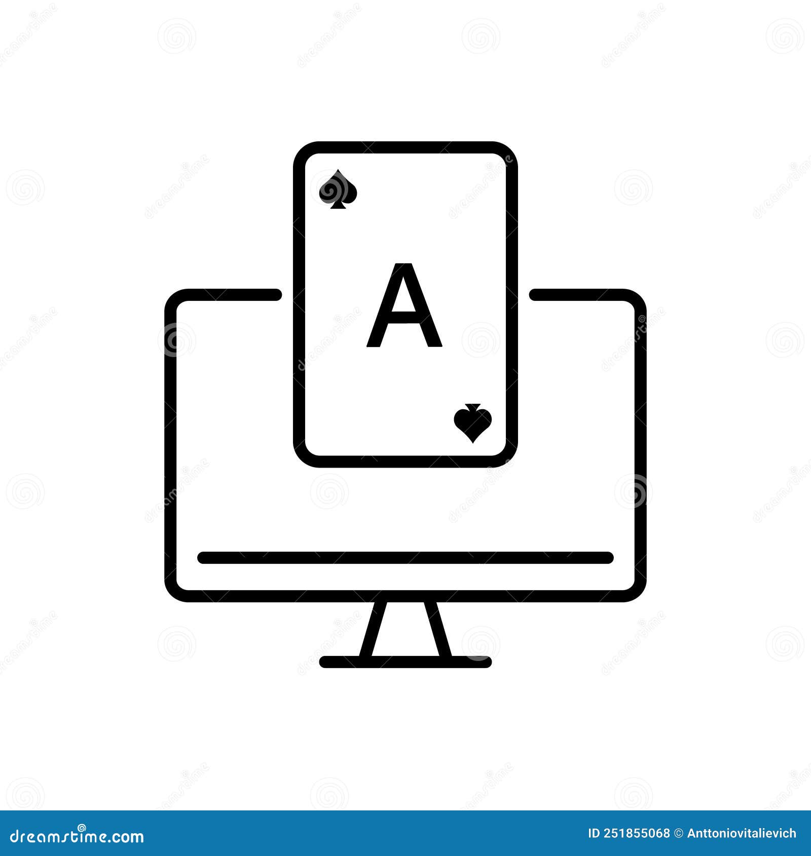 Internet Poker Club on Computer Outline Pictogram. Jogo Jogando Com Sorte,  Símbolo Sem Sorte. Casino Online Ilustração do Vetor - Ilustração de sinal,  preto: 251855068