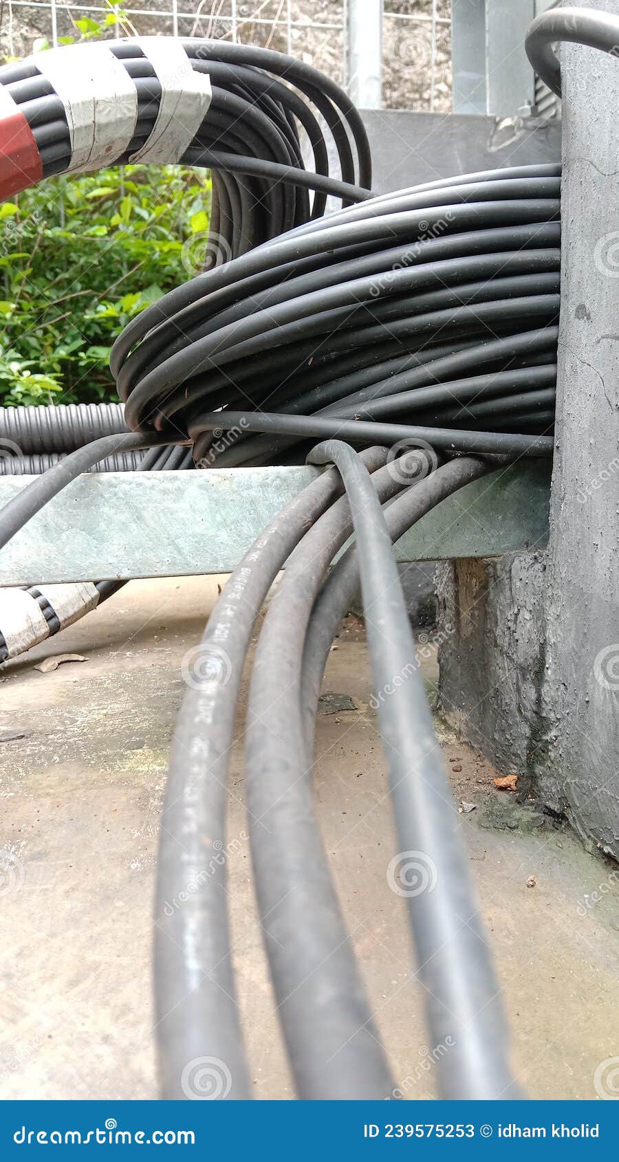 Provider Installation Cable Located on the Ground Stock Image