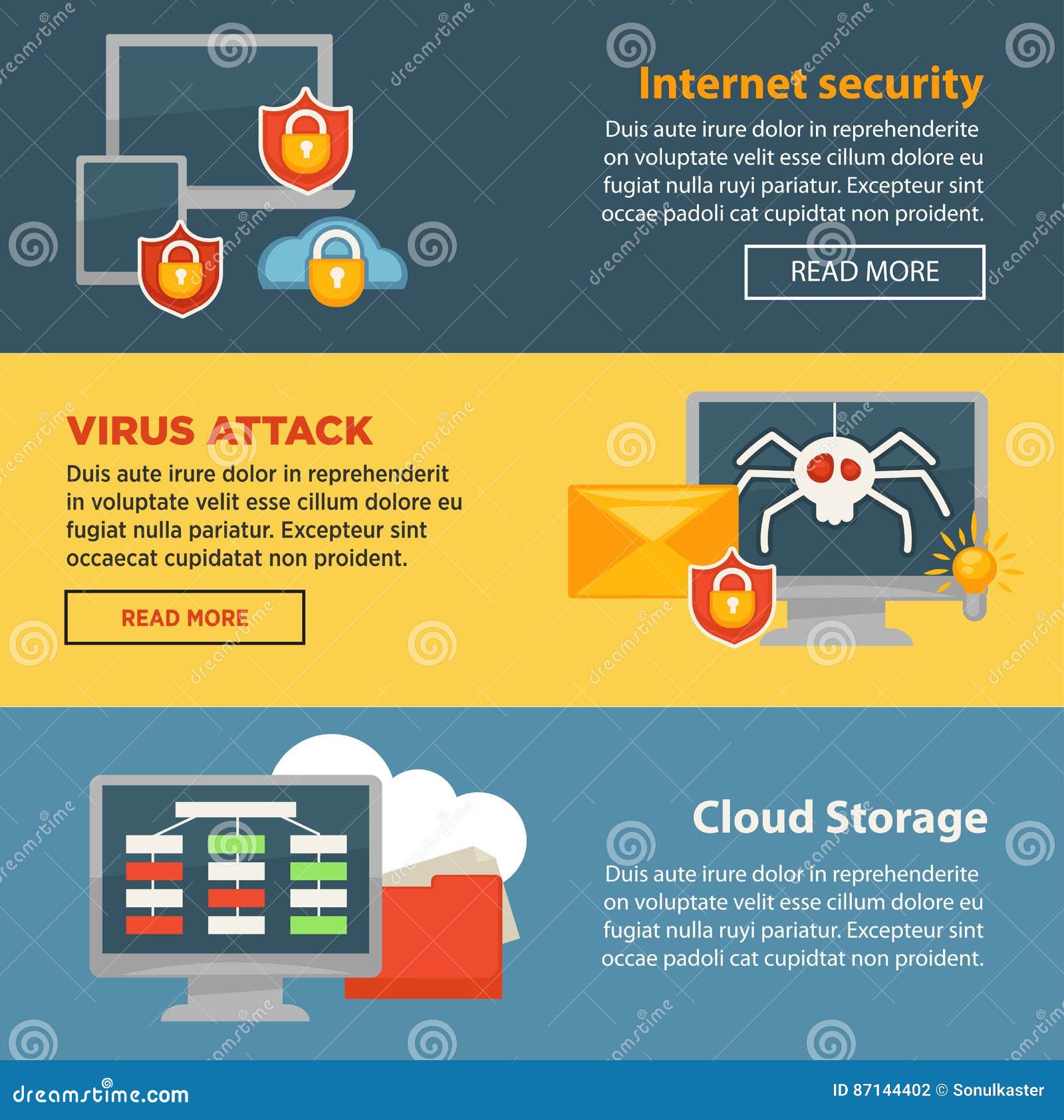 Security and Cloud Storage Protection Vector Template Web