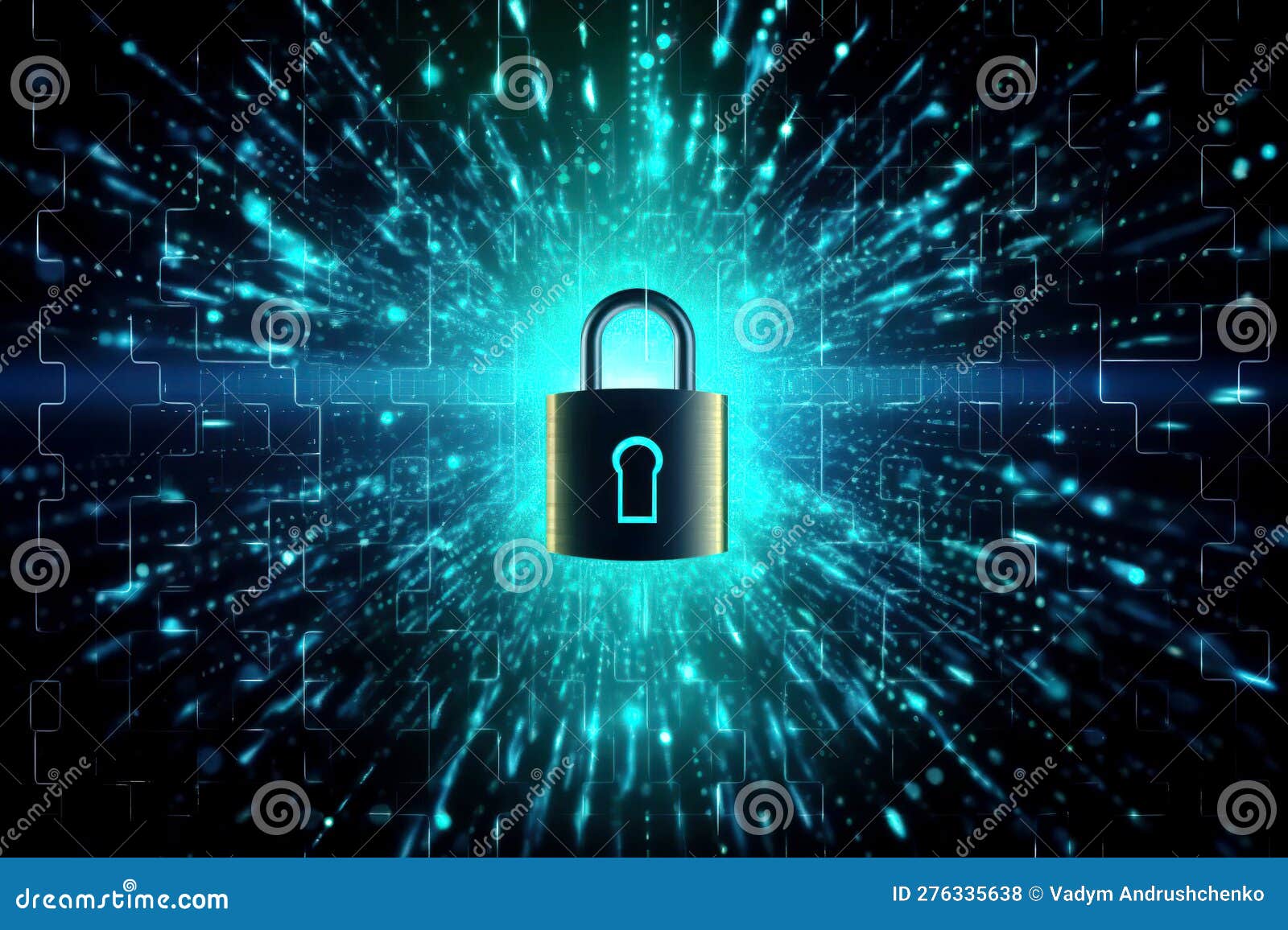 Security and Data Prevention. Security Padlock Lock on Black