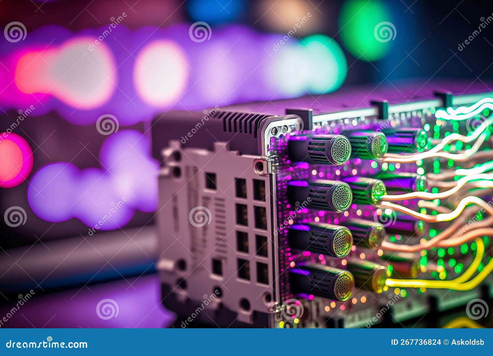 Servers and in Data Center with Blinking Lights