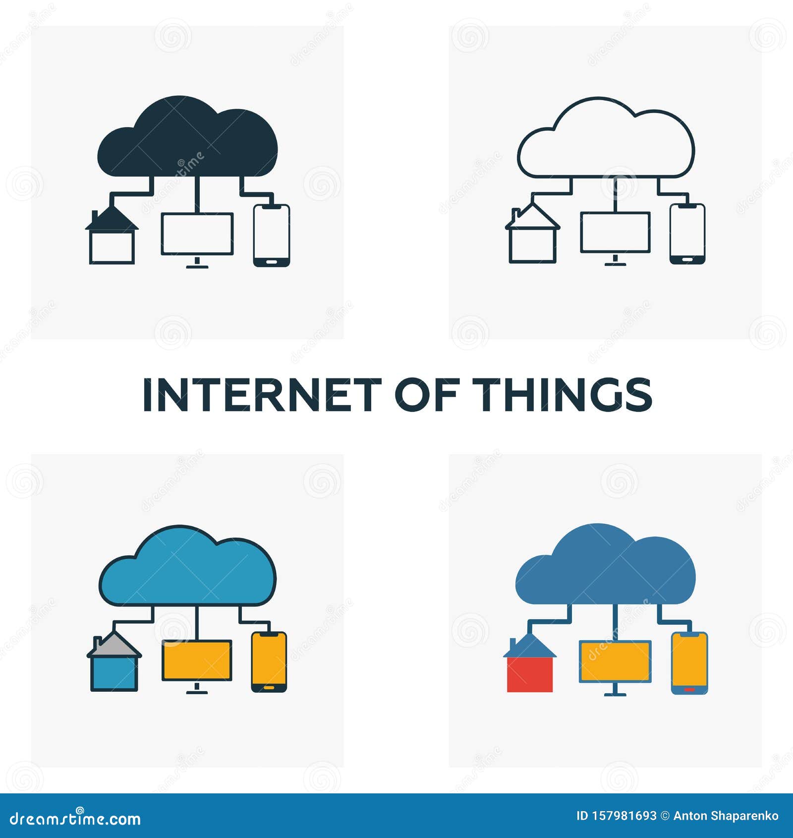 Internet Of Things Icon Set Four Elements In Diferent Styles From Industry 4 0 Icons Collection Creative Internet Of Things Stock Illustration Illustration Of Industrial Industry 157981693